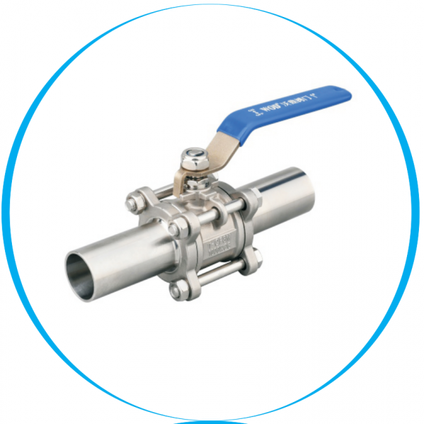 Кран шаровой WR-365 приварной AISI-316, 3PC, PN40, PTFE -30...+180 C